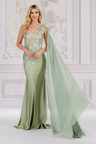 Strap One Shoulder 3D Floral Applique Mermaid Long Evening & Prom Dress AC388-Prom Dress-smcfashion.com