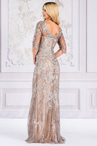 Embroidered Lace Trumpet Sheer 3/4 Sleeves Long Mother Of The Bride Dress AC7045 Sale-Mother of the Bride Dress-smcfashion.com