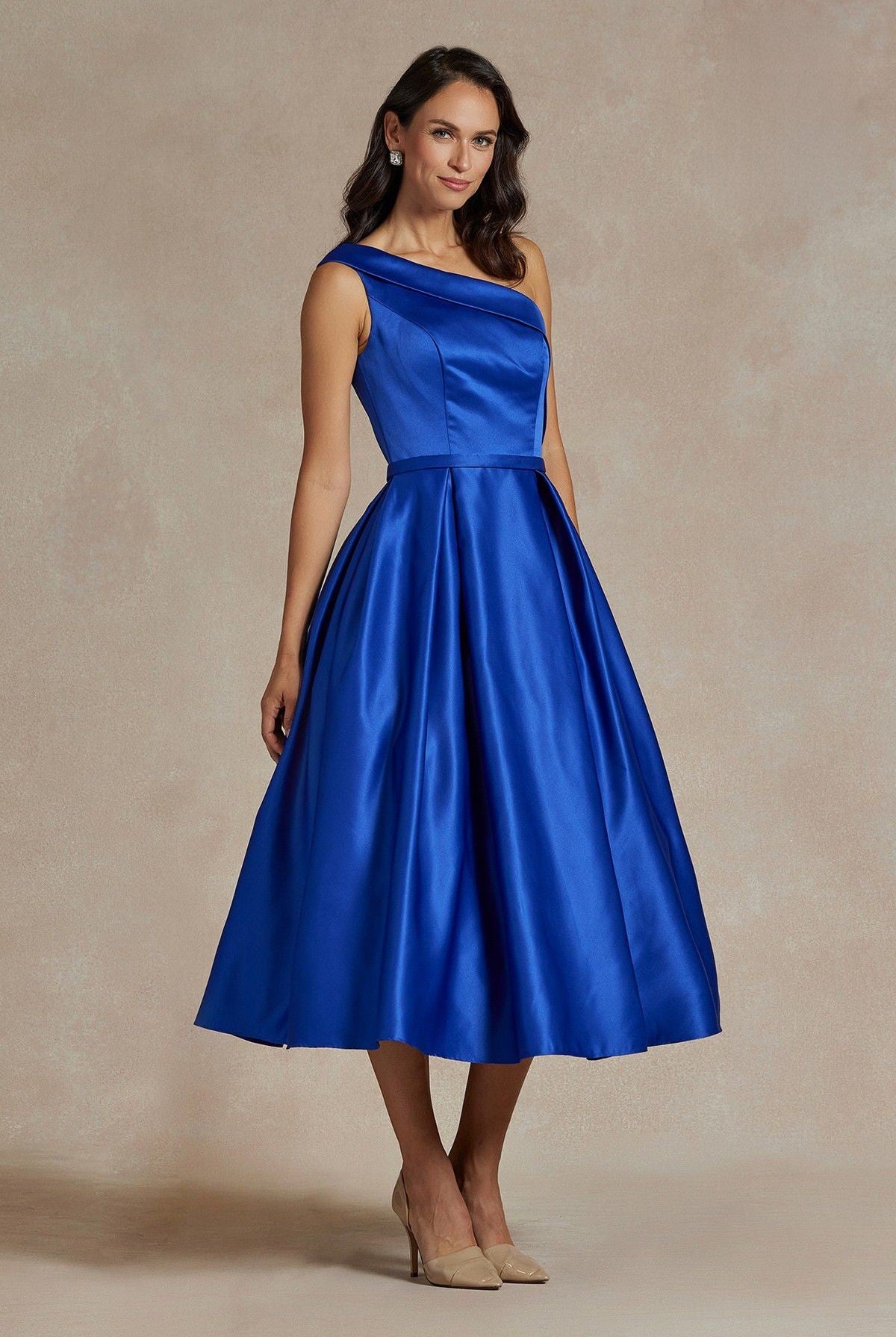 One Shoulder Satin Open Back Midi Evening & Prom Dress NXJE931 Sale-Prom Dress-smcfashion.com