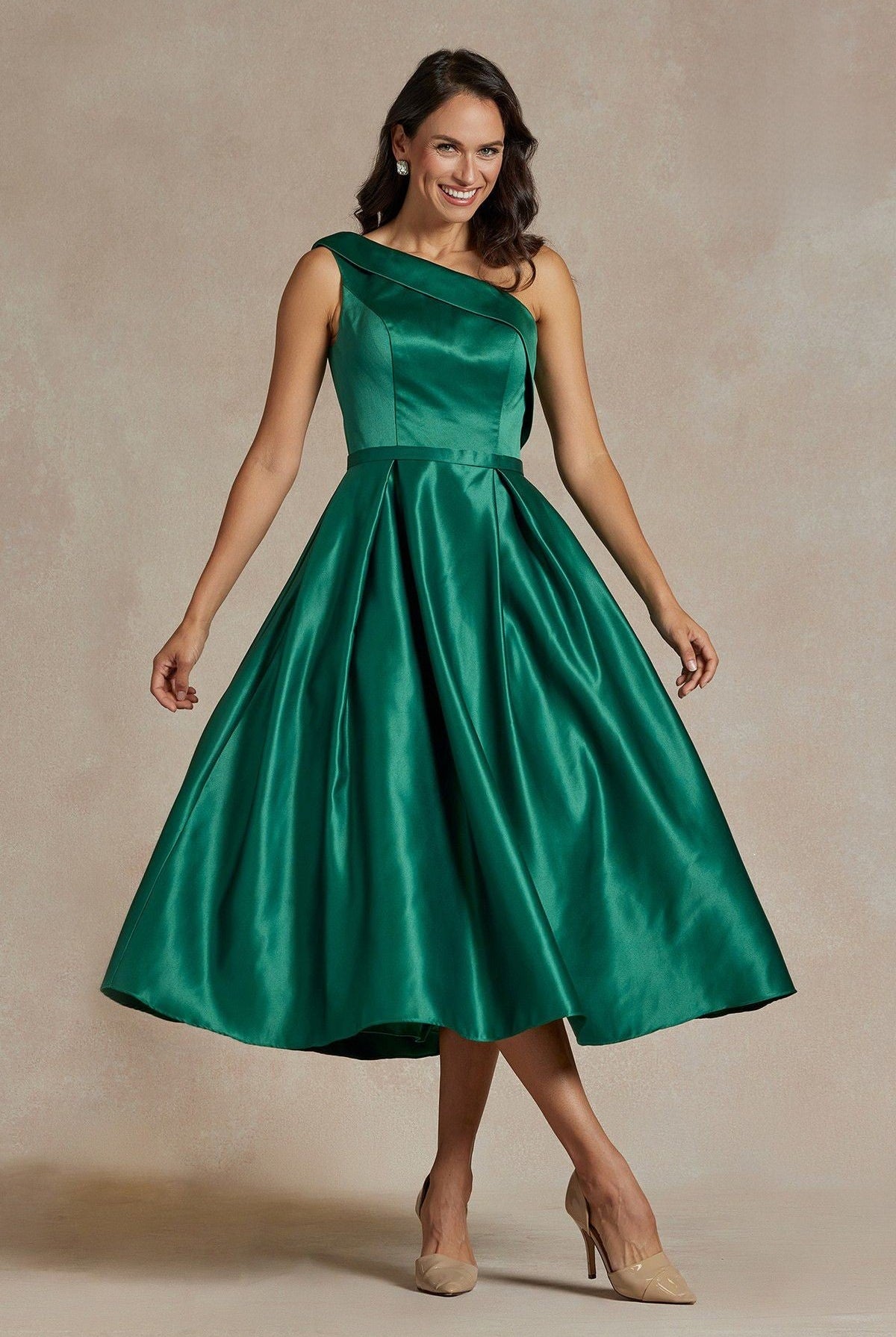One Shoulder Satin Open Back Midi Evening & Prom Dress NXJE931 Sale-Prom Dress-smcfashion.com