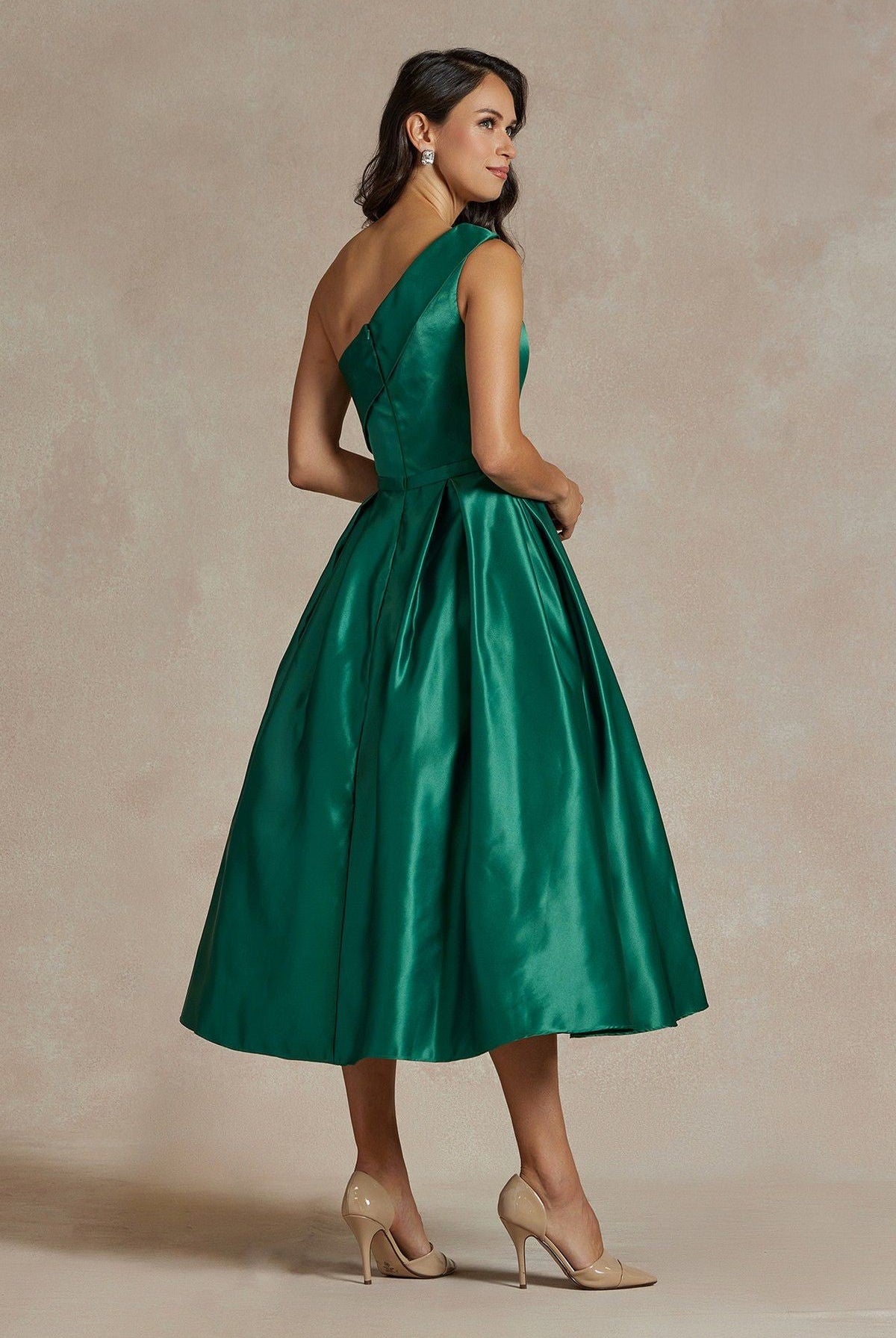 One Shoulder Satin Open Back Midi Evening & Prom Dress NXJE931 Sale-Prom Dress-smcfashion.com