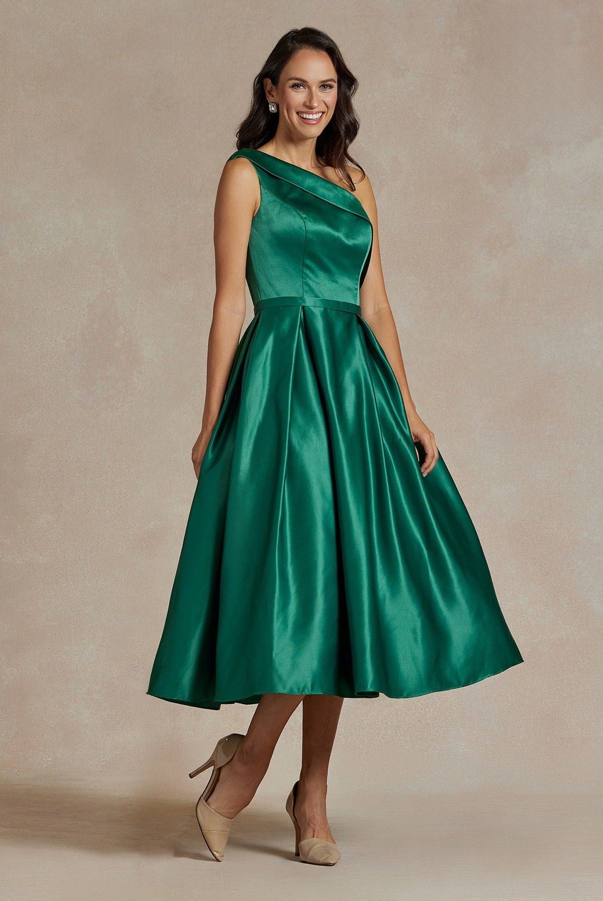 One Shoulder Satin Open Back Midi Evening & Prom Dress NXJE931 Sale-Prom Dress-smcfashion.com