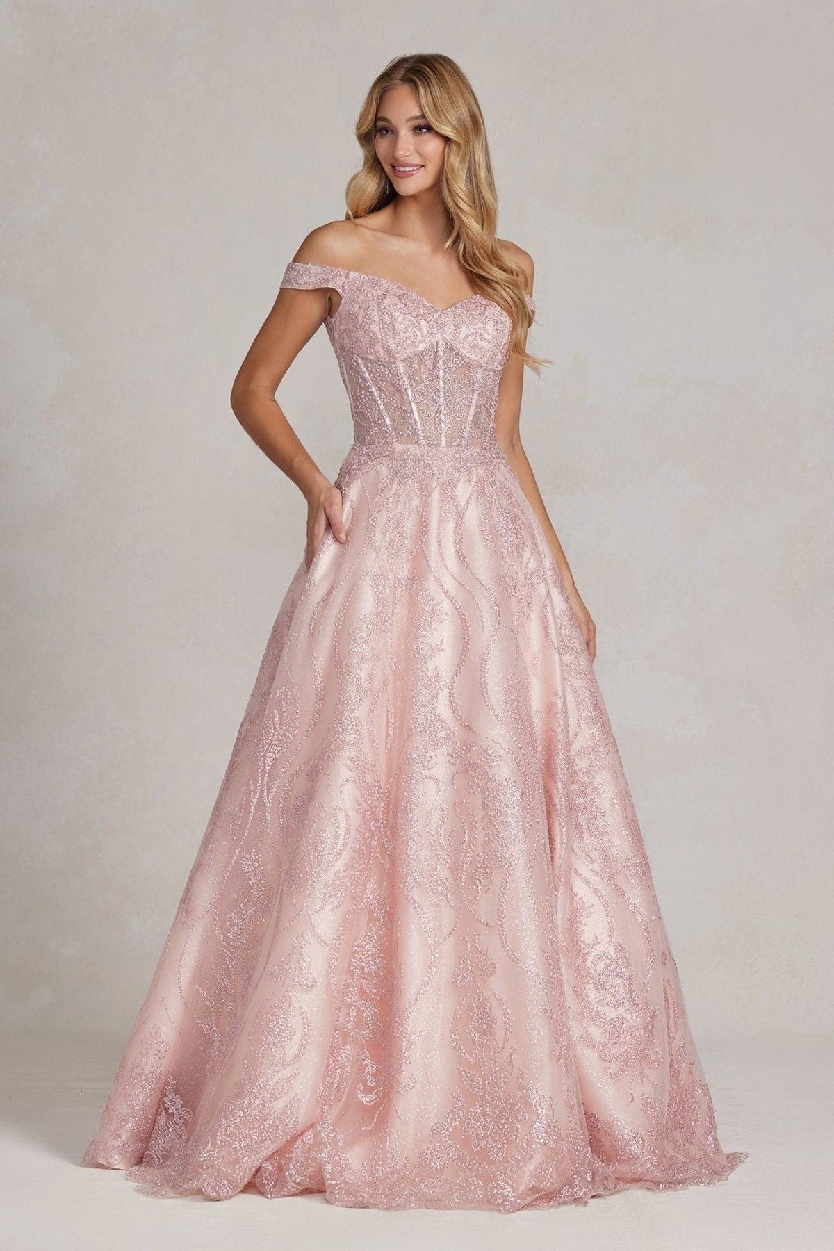 Intricately Beaded A-line Sweetheart Off Shoulder Long Prom Dress NXC1196-Prom Dress-smcfashion.com