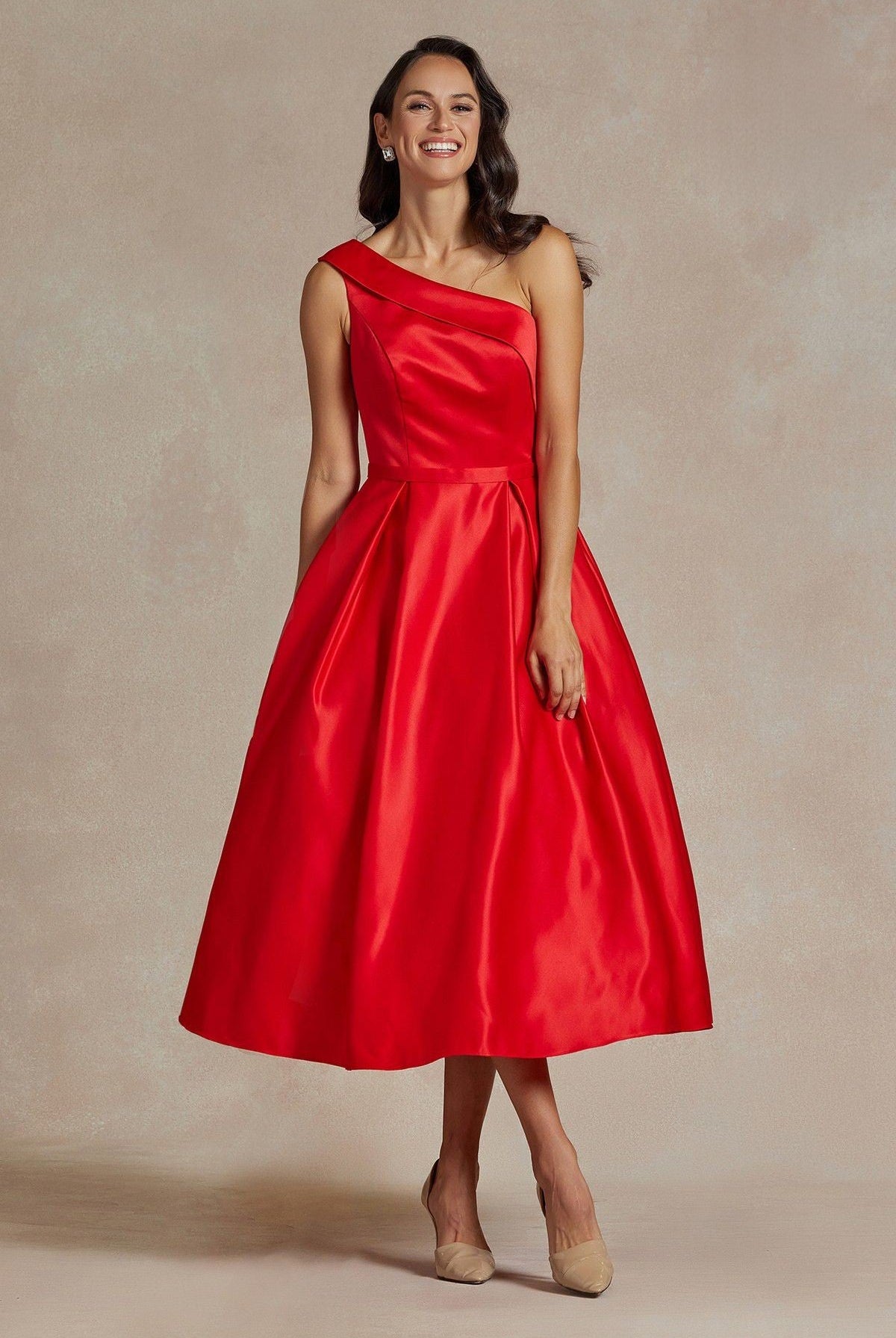 One Shoulder Satin Open Back Midi Evening & Prom Dress NXJE931 Sale-Prom Dress-smcfashion.com