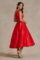 One Shoulder Satin Open Back Midi Evening & Prom Dress NXJE931 Sale-Prom Dress-smcfashion.com