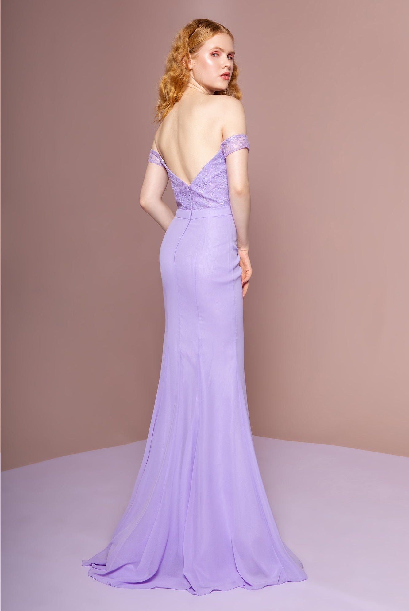 Lace Embellished Bodice Chiffon Mermaid Long Dress GLGL2697 Sale-PROM-smcfashion.com