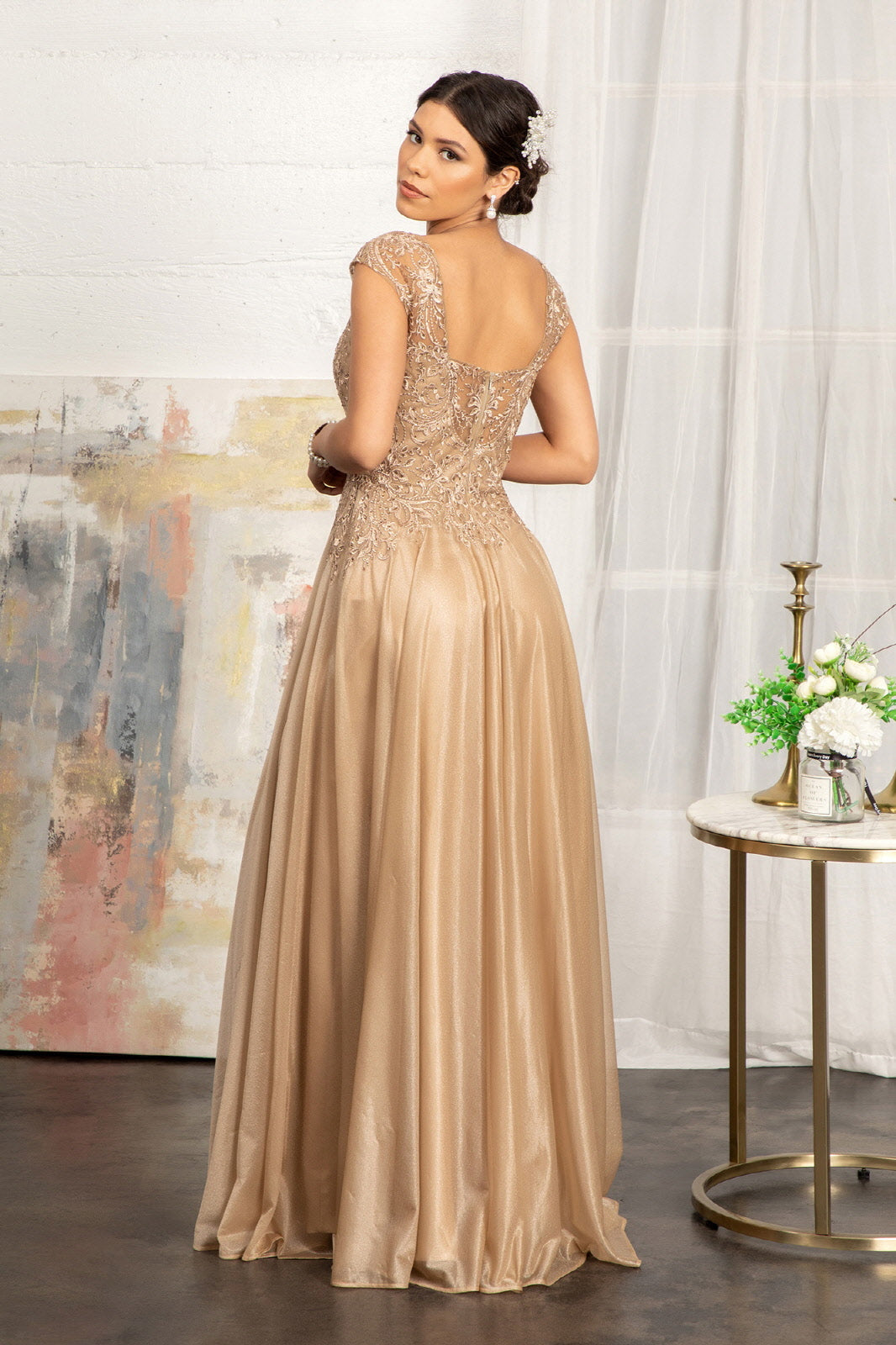 Beads Embellished Embroidered A-line Dress Scoop-Neck GLGL3068-PROM-smcfashion.com
