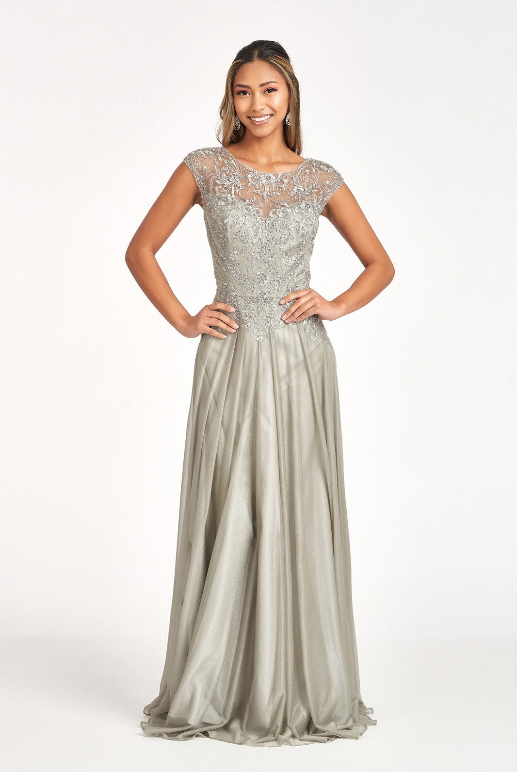 Beads Embellished Embroidered A-line Dress Scoop-Neck GLGL3068-PROM-smcfashion.com