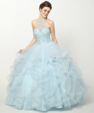 Crystal Beading On A Flounced Tulle Long Quinceanera Dress JT1420-Quinceanera Dress-smcfashion.com