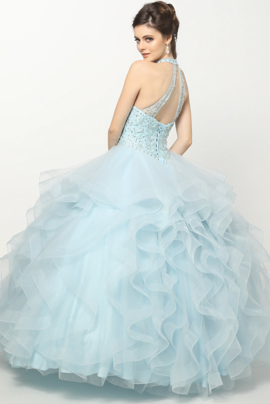 Crystal Beading On A Flounced Tulle Long Quinceanera Dress JT1420-Quinceanera Dress-smcfashion.com