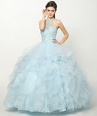 Crystal Beading On A Flounced Tulle Long Quinceanera Dress JT1420-Quinceanera Dress-smcfashion.com