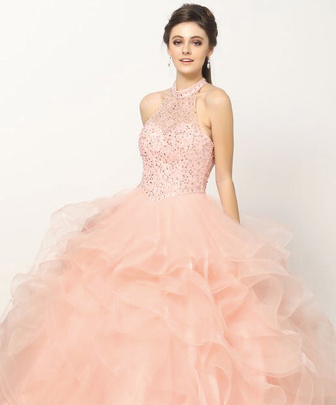 Crystal Beading On A Flounced Tulle Long Quinceanera Dress JT1420-Quinceanera Dress-smcfashion.com