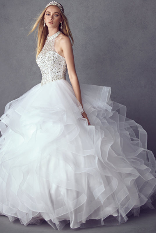 Crystal Beading On A Flounced Tulle Long Quinceanera Dress JT1420-Quinceanera Dress-smcfashion.com