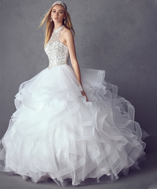 Crystal Beading On A Flounced Tulle Long Quinceanera Dress JT1420-Quinceanera Dress-smcfashion.com