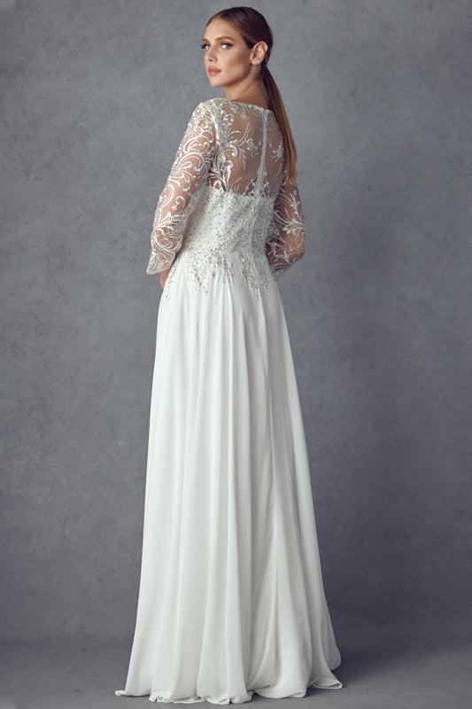 Embroidered Lace Beaded Bodice Long Mother Of The Bride Dress JTM11 Sale-Mother of the Bride Dress-smcfashion.com