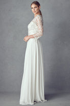 Embroidered Lace Beaded Bodice Long Mother Of The Bride Dress JTM11 Sale-Mother of the Bride Dress-smcfashion.com