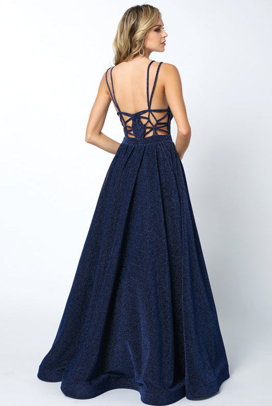 Plunging V-Neck Glitter A-Line Long Prom Dress JT201-Prom Dress-smcfashion.com