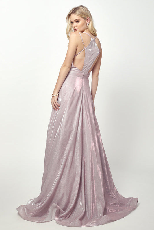 Metallic Glitter A-Line Detailed Back Long Prom Dress JT203-Prom Dress-smcfashion.com