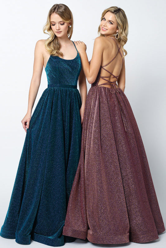 A-Line Metallic Open Criss Cross Back Long Prom Dress JT204-Prom Dress-smcfashion.com