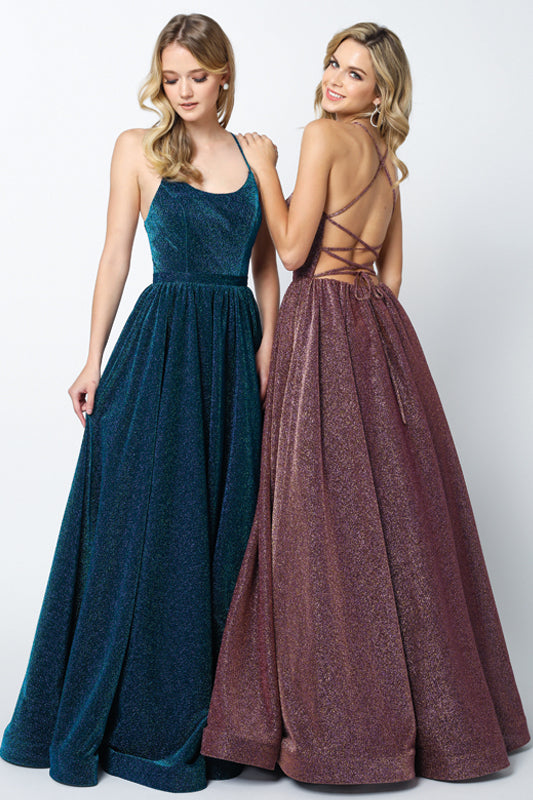 A-Line Metallic Open Criss Cross Back Long Prom Dress JT204-Prom Dress-smcfashion.com