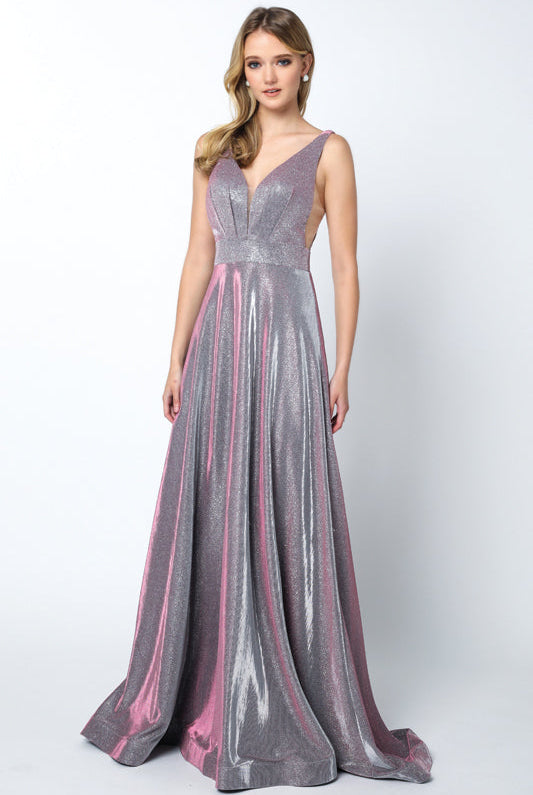 A-Line Illusion V-Neck Open Criss Cross Back Long Prom Dress JT208-Prom Dress-smcfashion.com