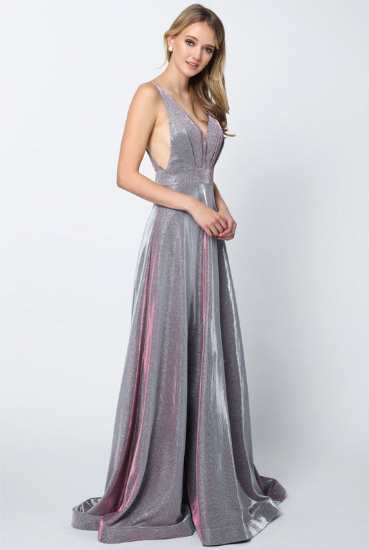 A-Line Illusion V-Neck Open Criss Cross Back Long Prom Dress JT208-Prom Dress-smcfashion.com