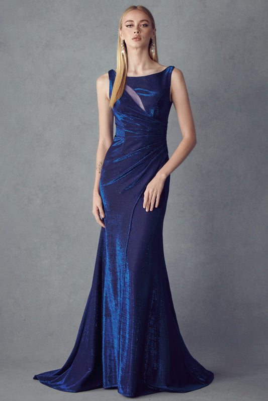 Faux Wrap Metallic Fitted Mermaid Long Prom Dress JT218-Prom Dress-smcfashion.com