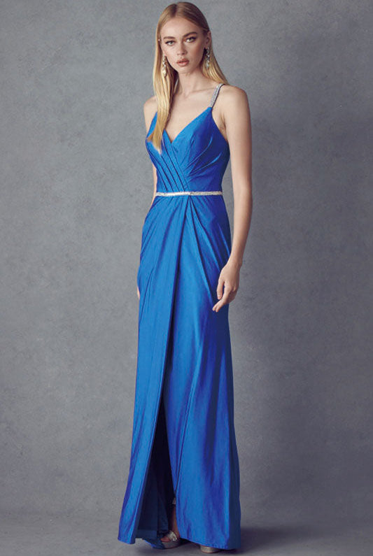 Ruched Bodice Fitted Embellished Waist Long Prom Dress JT233-Prom Dress-smcfashion.com