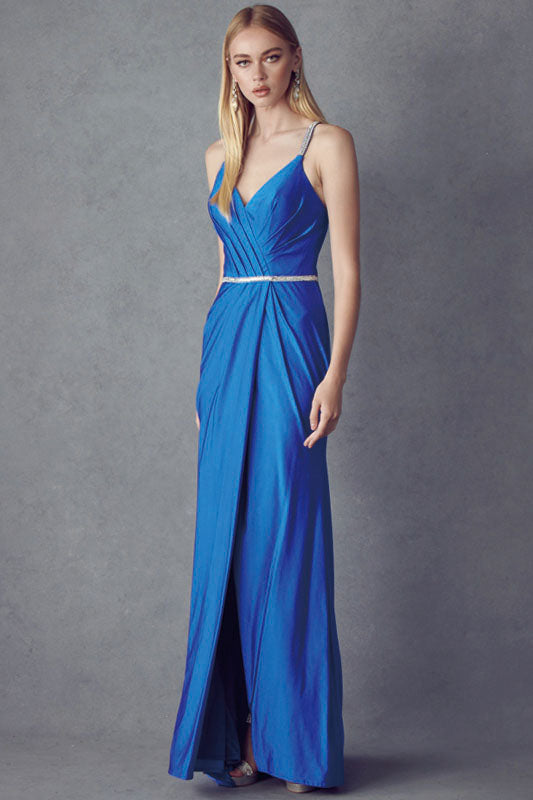 Ruched Bodice Fitted Embellished Waist Long Prom Dress JT233-Prom Dress-smcfashion.com