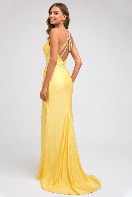 Ruched Bodice Fitted Embellished Waist Long Prom Dress JT233-Prom Dress-smcfashion.com