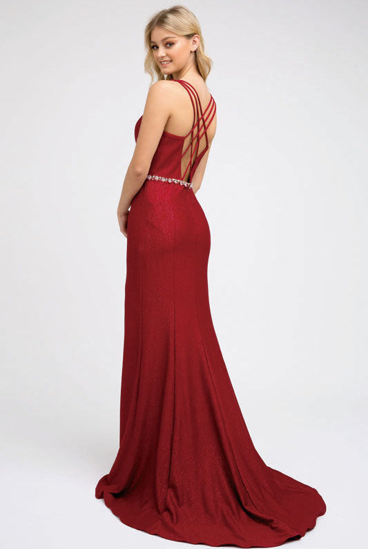 Mermaid Illusion V-Neck Side Slit Long Prom Dress JT237-Prom Dress-smcfashion.com