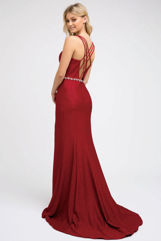 Mermaid Illusion V-Neck Side Slit Long Prom Dress JT237-Prom Dress-smcfashion.com
