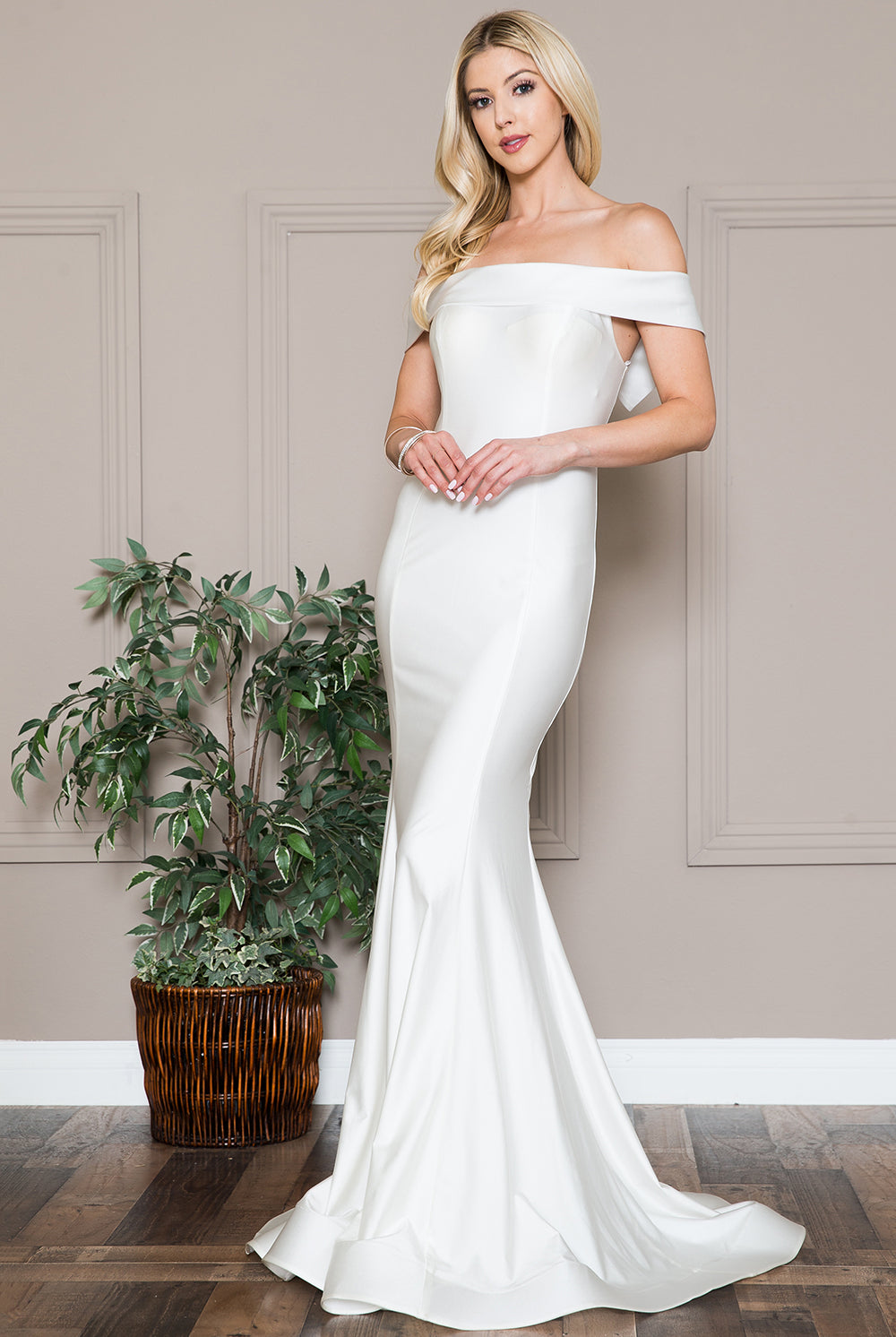 Off Shoulder Mermaid Fitted Long Evening & Wedding Dress AC373-Prom Dress-smcfashion.com