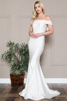 Off Shoulder Mermaid Fitted Long Evening & Wedding Dress AC373-Prom Dress-smcfashion.com