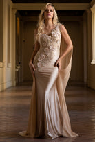 Strap One Shoulder 3D Floral Applique Mermaid Long Evening & Prom Dress AC388-Prom Dress-smcfashion.com