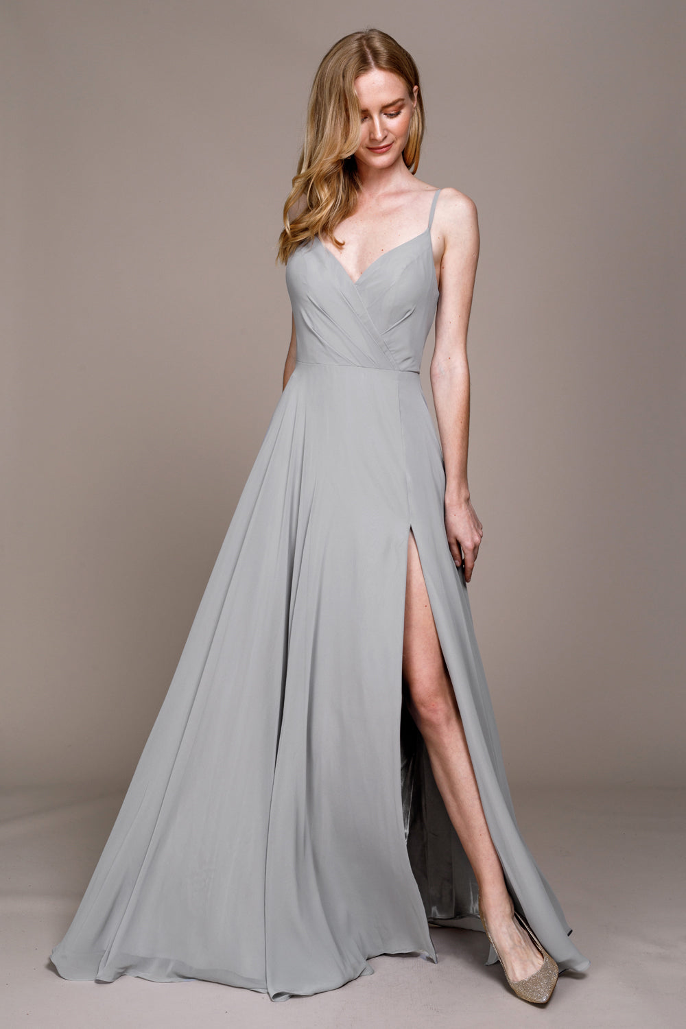 Classic Chiffon A-Line Adjustable Straps Zipper Back Long Prom Dress AC477-Bridesmaid Dress-smcfashion.com