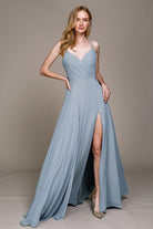 Classic Chiffon A-Line Adjustable Straps Zipper Back Long Prom Dress AC477-Bridesmaid Dress-smcfashion.com