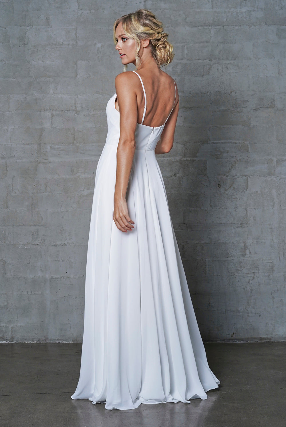 Classic Chiffon A-Line Adjustable Straps Zipper Back Long Prom Dress AC477-Bridesmaid Dress-smcfashion.com