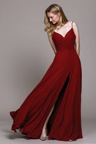 Classic Chiffon A-Line Adjustable Straps Zipper Back Long Prom Dress AC477-Bridesmaid Dress-smcfashion.com