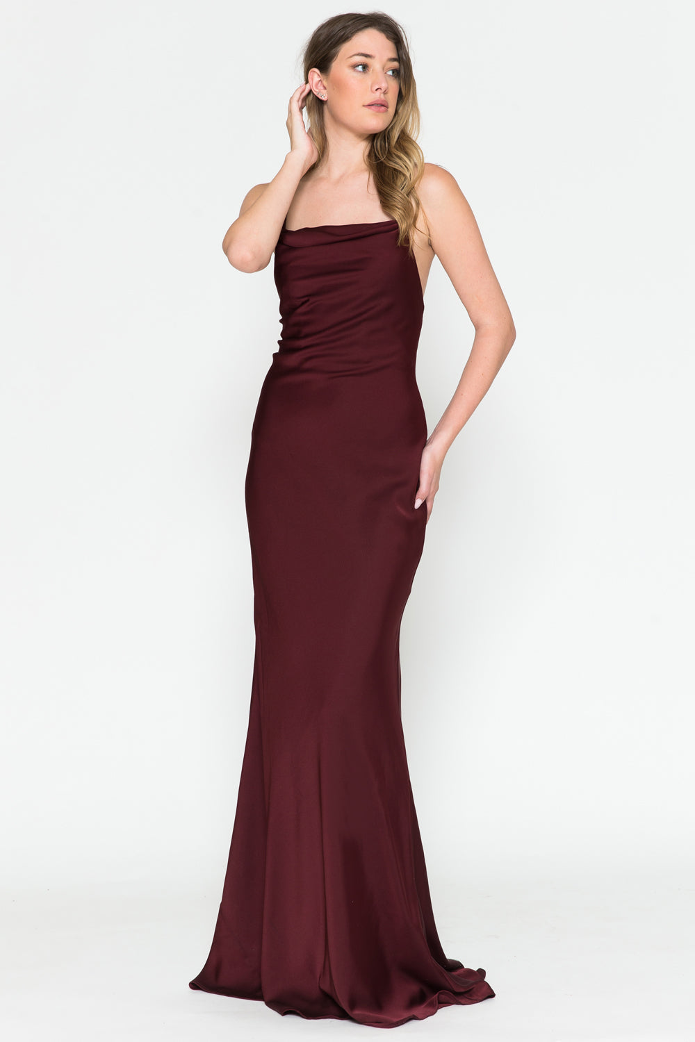 Cowl Neck Spaghetti Straps Satin Long Wedding & Evening Dress AC6111-Wedding Dress-smcfashion.com