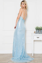 Embroidered Sequin Slit Flower Detailed Long Evening & Wedding Dress AC5020-Wedding Dress-smcfashion.com