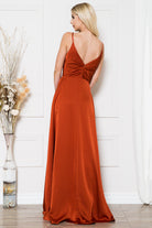 Open V-Back Spaghetti Straps High Slit Saton Long Prom Dress ACBZ012-Prom Dress-smcfashion.com