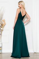 Open V-Back Spaghetti Straps High Slit Saton Long Prom Dress ACBZ012-Prom Dress-smcfashion.com
