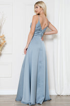 Open V-Back Spaghetti Straps High Slit Saton Long Prom Dress ACBZ012-Prom Dress-smcfashion.com