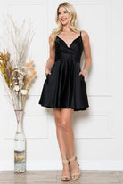 Cowl Neck Open V-Back Babydoll Satin Short Cocktail & Homecoming Dress ACBZ013S-Cocktail Dress-smcfashion.com