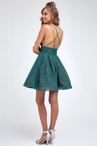 Glitter Fit And Flare Open Criss Cross Bacck Short Cocktail Dress JT850-Cocktail Dress-smcfashion.com