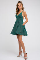 Glitter Fit And Flare Open Criss Cross Bacck Short Cocktail Dress JT850-Cocktail Dress-smcfashion.com