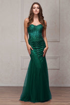 Strapless Sweetheart Embroidered Bodice Mermaid Long Wedding & Evening Dress AC774-Evening Dress-smcfashion.com