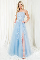 Embroidered Bodice Open Back Slit Long Prom Dress AC7007-Prom Dress-smcfashion.com