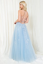 Embroidered Bodice Open Back Slit Long Prom Dress AC7007-Prom Dress-smcfashion.com